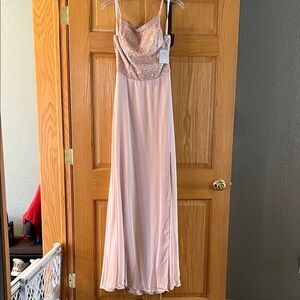 Elegant Pink/ champagne Sequin Gown